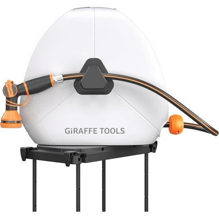 giraffe tools ground mounted retractable garden hose reel-5/8in-92ft light grey