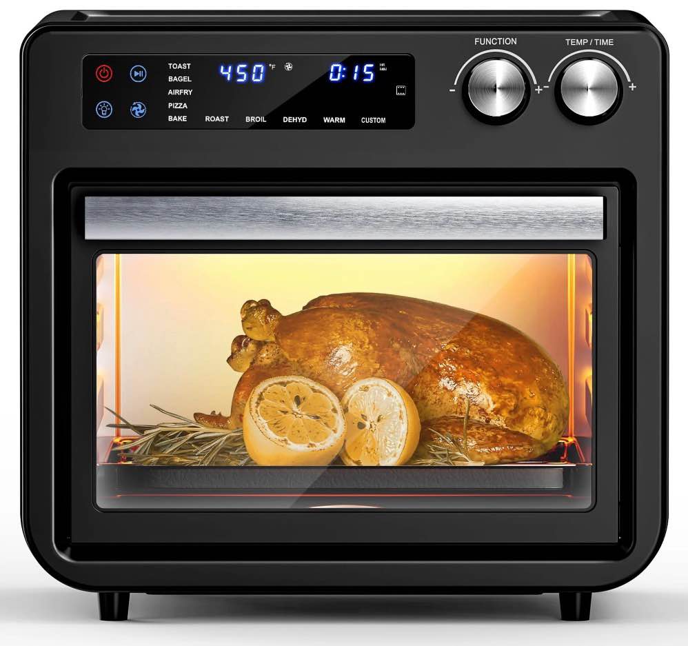26qt air fryer oven oil-less digital touchscreen toaster oven with 10-in-1 multi function&custom mode visible window 1800w black