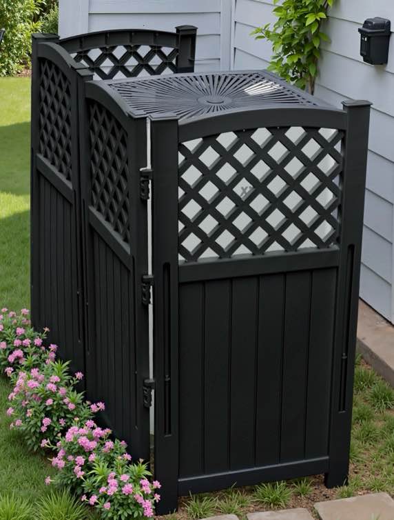 homall outdoor patio 4 panel screen enclosure,plastic privacy screens, air conditioner fence panels, trash can fence for garden,black