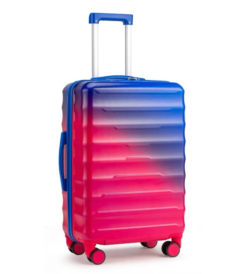 zimtown 24" luggage with hardside spinner wheels, checked-medium tsa look suitcase, blue red gradient
