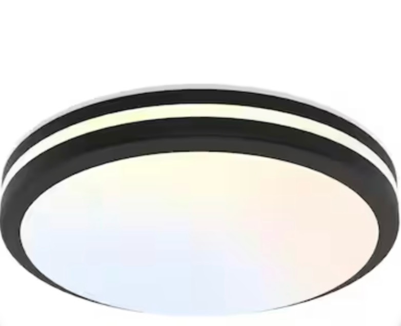 Condition photo showing Good Condition for  project source with night light 13-in matte black indoor 1 -light led flush mount light with plastic