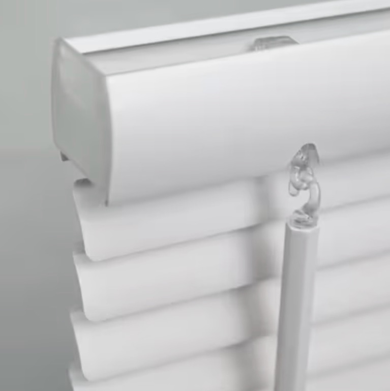 1k+ bought last week project source light filtering 1-in slat width 31-in x 64-in cordless white vinyl light filtering mini-blinds