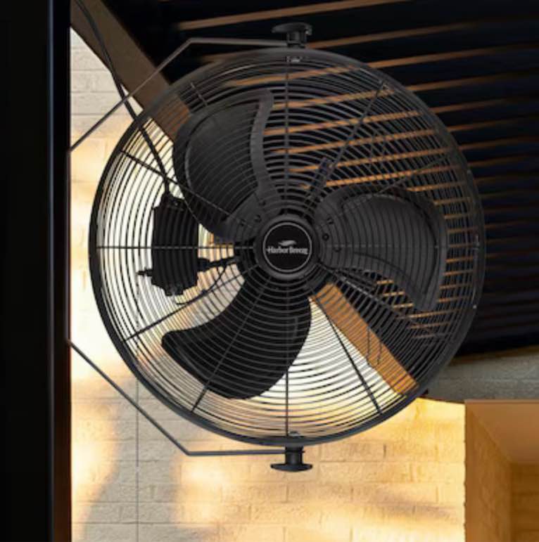Harbor Breeze Ridgecrest 20-in Plug in Indoor or Outdoor Black Wall Mounted Fan