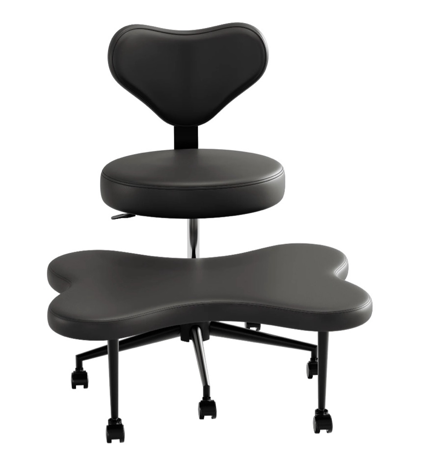 Condition photo showing Good Condition for pinmoco ergonomic cross legged swivel chair, adjustable height and pu leather, meditation chair with back support, home and office, black