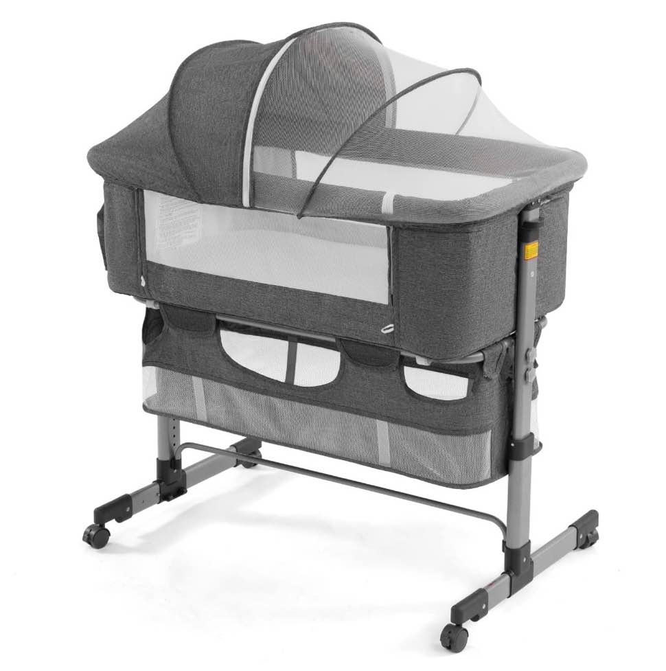 NEWLAKE 3 in 1 Bassinet for Baby  Height Adjustable Bedside Sleeper for Newborn Infant/Baby Boy/Baby Girl (Grey)
