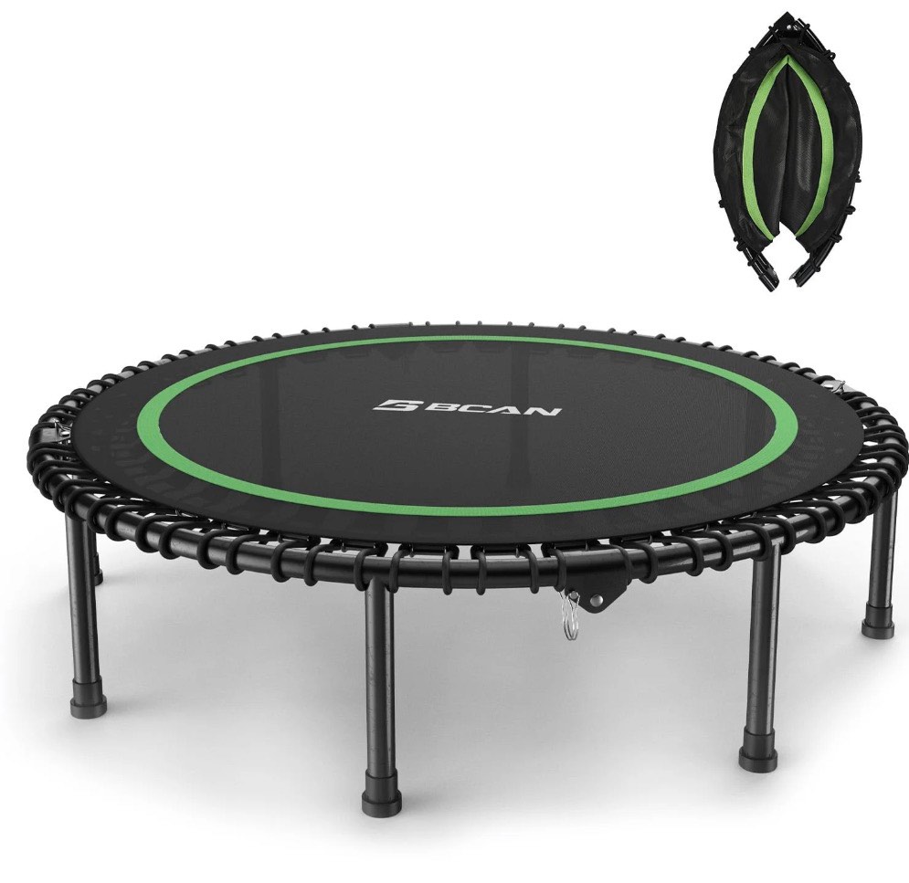 BCAN 48" Fitness Trampoline with Bungees, 550LBS Foldable Mini Trampoline