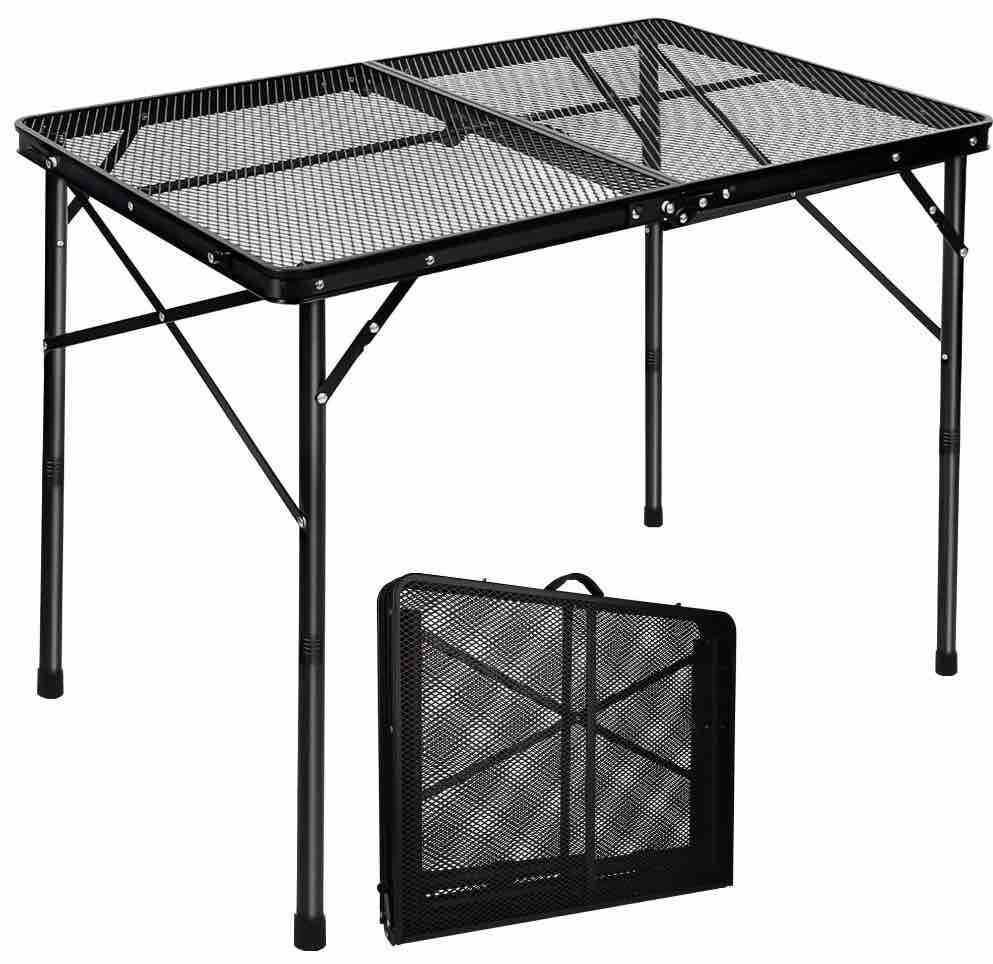 OHHANI Folding Grill Table, 3 ft Portable Outdoor Bbq Picnic Table, Easy Storage for Camping, Black