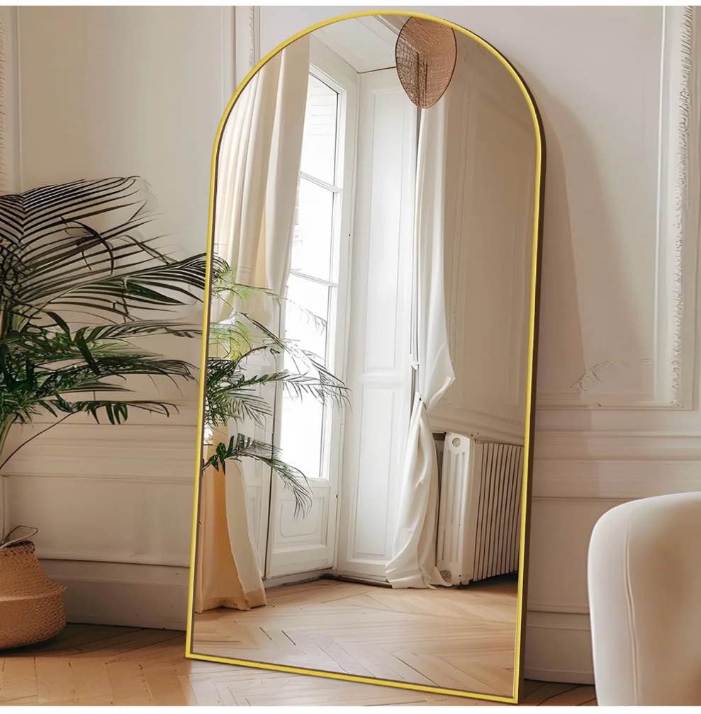 Antok 71 x 28Arched Full Length Mirror Standing Floor Mirror Stand Up Mirror  Gold Frame