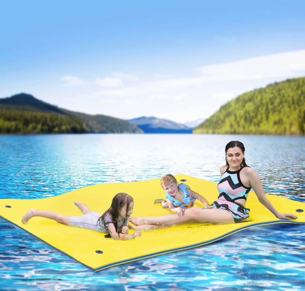 WARMOUNTS Water Floating Mat Foam Pad, 9x6ft Bouncy Tear-Resistant XPE Foam, Recreation and Relaxing for Pool Lake River Ocean Outdoor Water Activities,