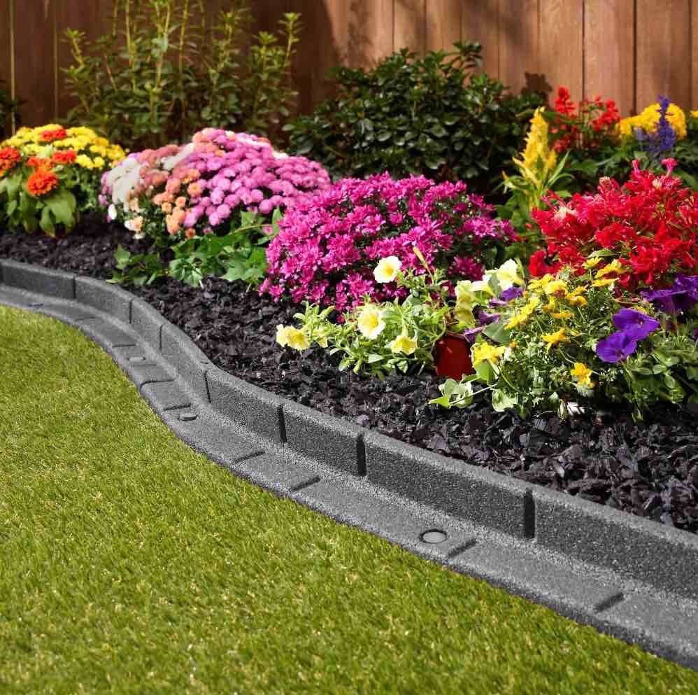 GroundSmart Roman Brick Landscape Edging  4  Gray Rubber Garden Edging Border  6 pack