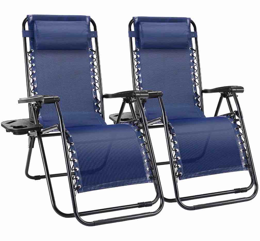 edx zero gravity chair outdoor lounge chair?suitable for beach terrace pool patio blue 2-pack