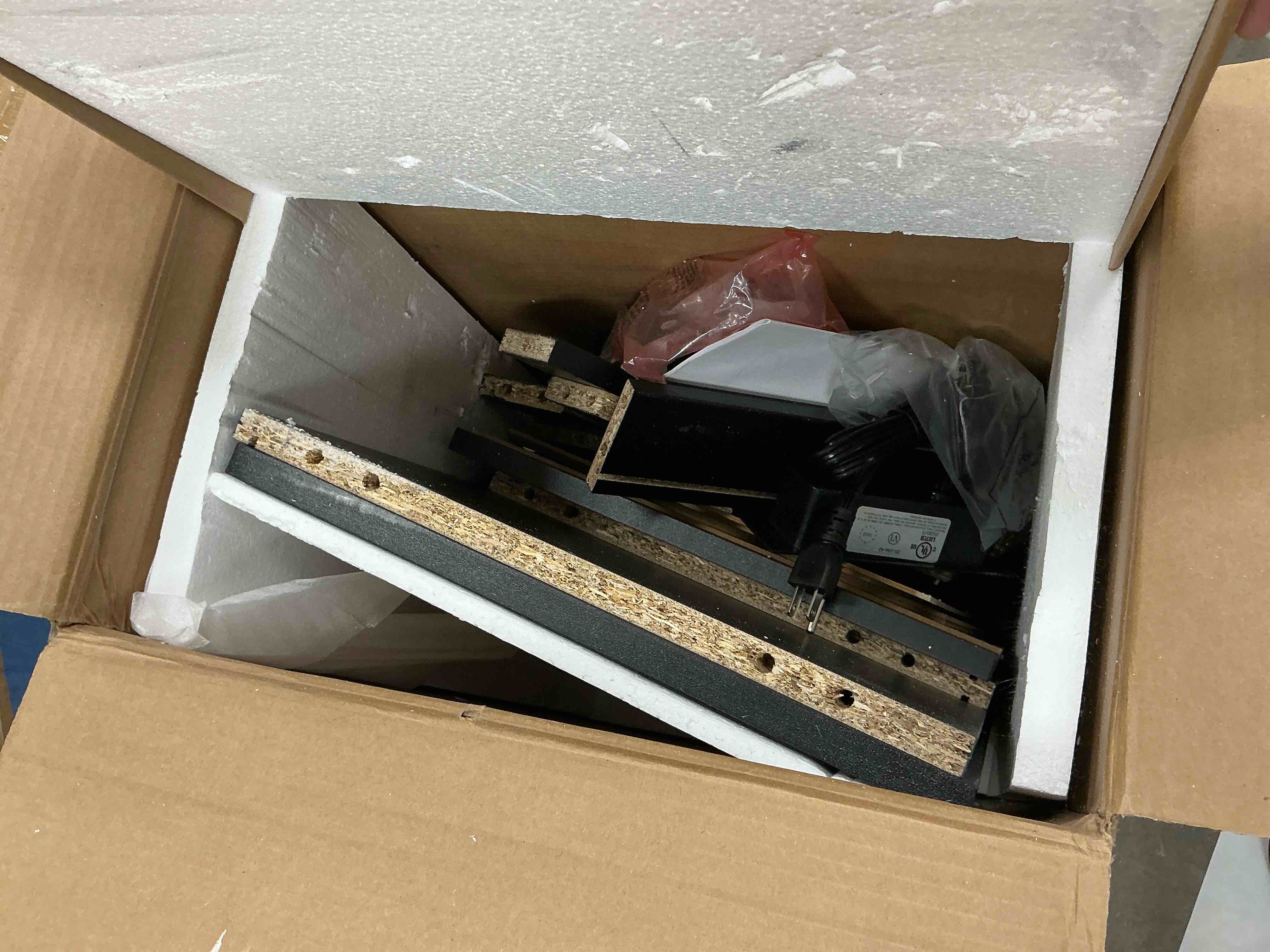 Condition photo showing As Is for veanerwood nightstand set of 2 with 3 drawers and charging station 24" h end side table, black