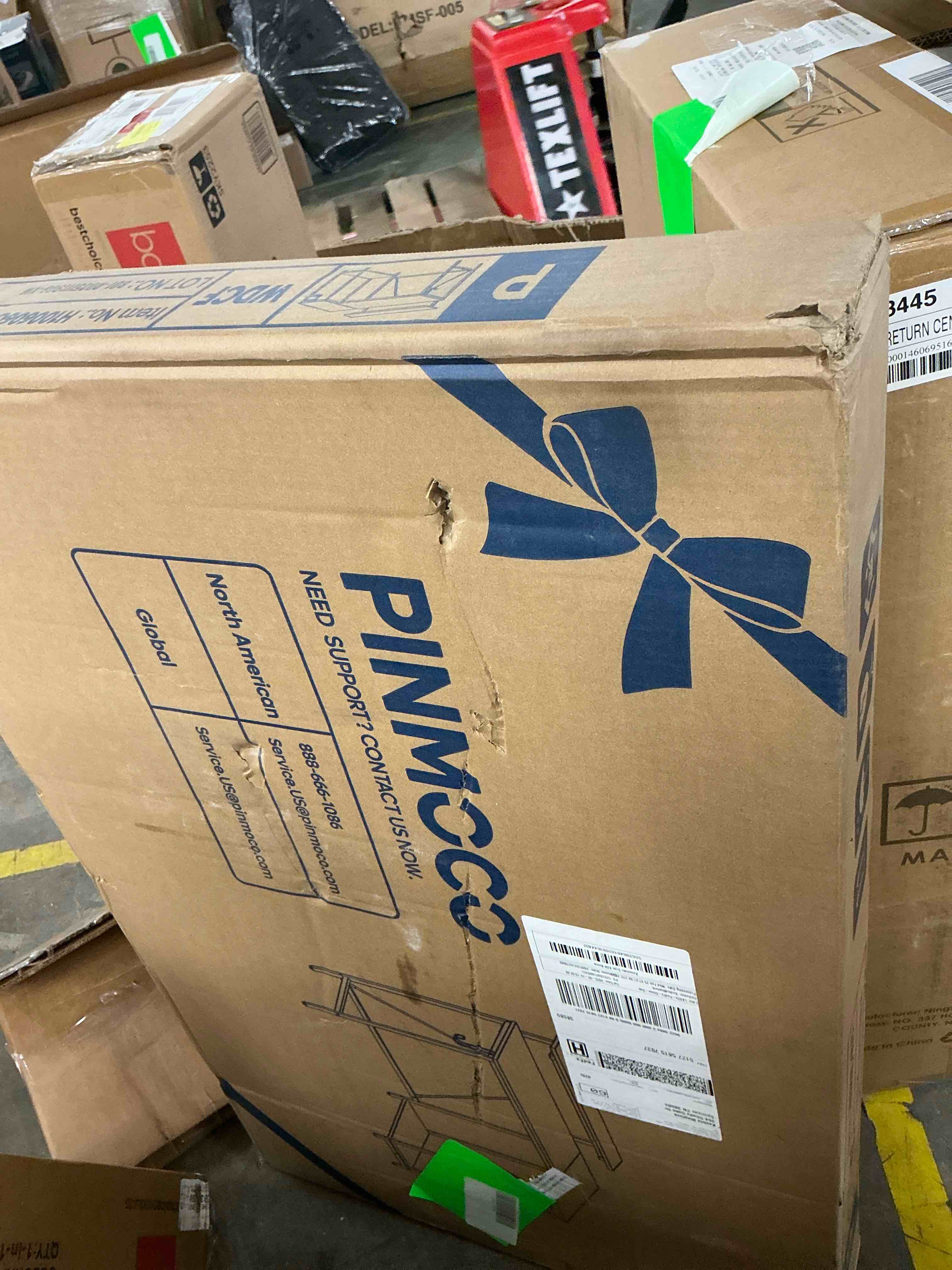 Condition photo showing New/Like New for pinmoco 42" reversible l-shaped gaming desk with monitor stand, led lights& headset hooks, home office, carbon fiber white
