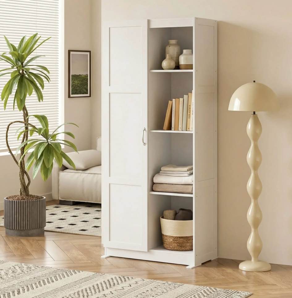 Condition photo showing Good Condition for edx 71" wooden storage cabinet for living room,hallway, entryway, closet, home office, white