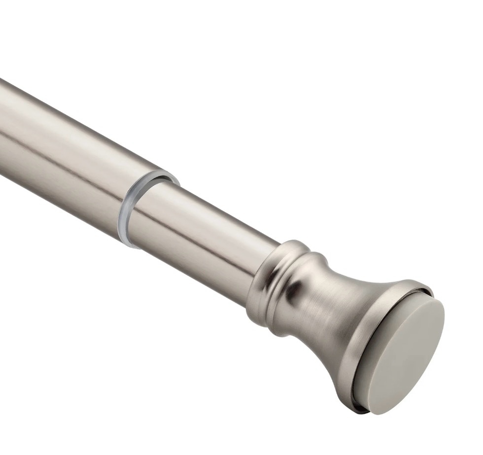 Condition photo showing Good Condition for amazerbath spring tension shower curtain rod, 54-90 inches rust-resistance tension curtain rod bathroom rod, adjustable shower curtain rod no drill, nickel