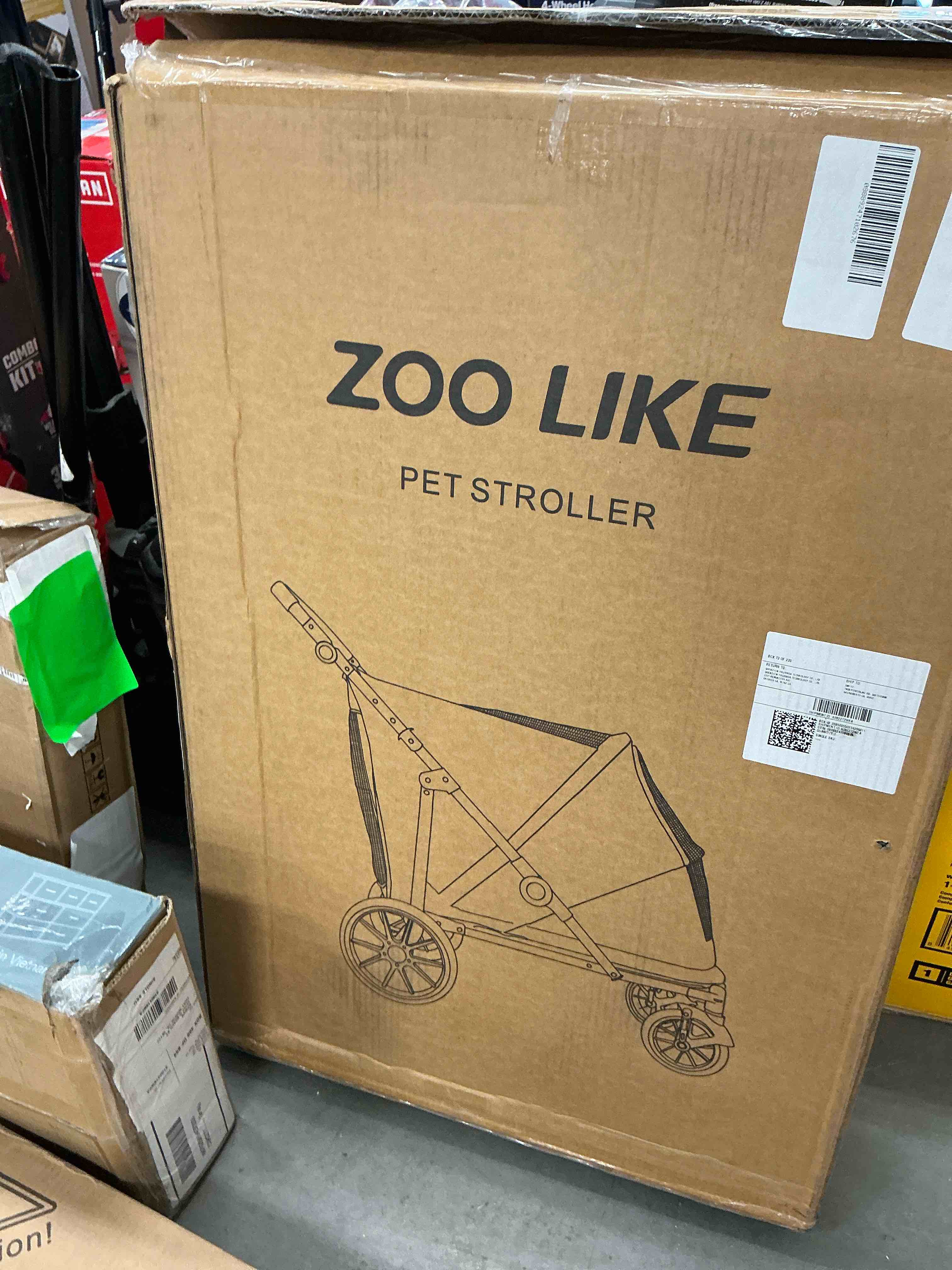 Condition photo showing New/Like New for zoolike xl dog stroller, dual access 4 wheel extra large pet cage foldable travel jogging carriage stroller for 2 dogs,max 200 lbs
