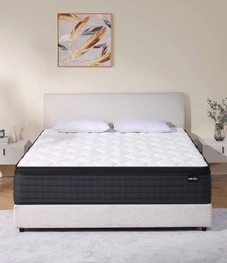 dehiju queen size mattress, 10 inch hybrid memory foam queen mattress in a box, pressure relief, medium firm, certipur-us