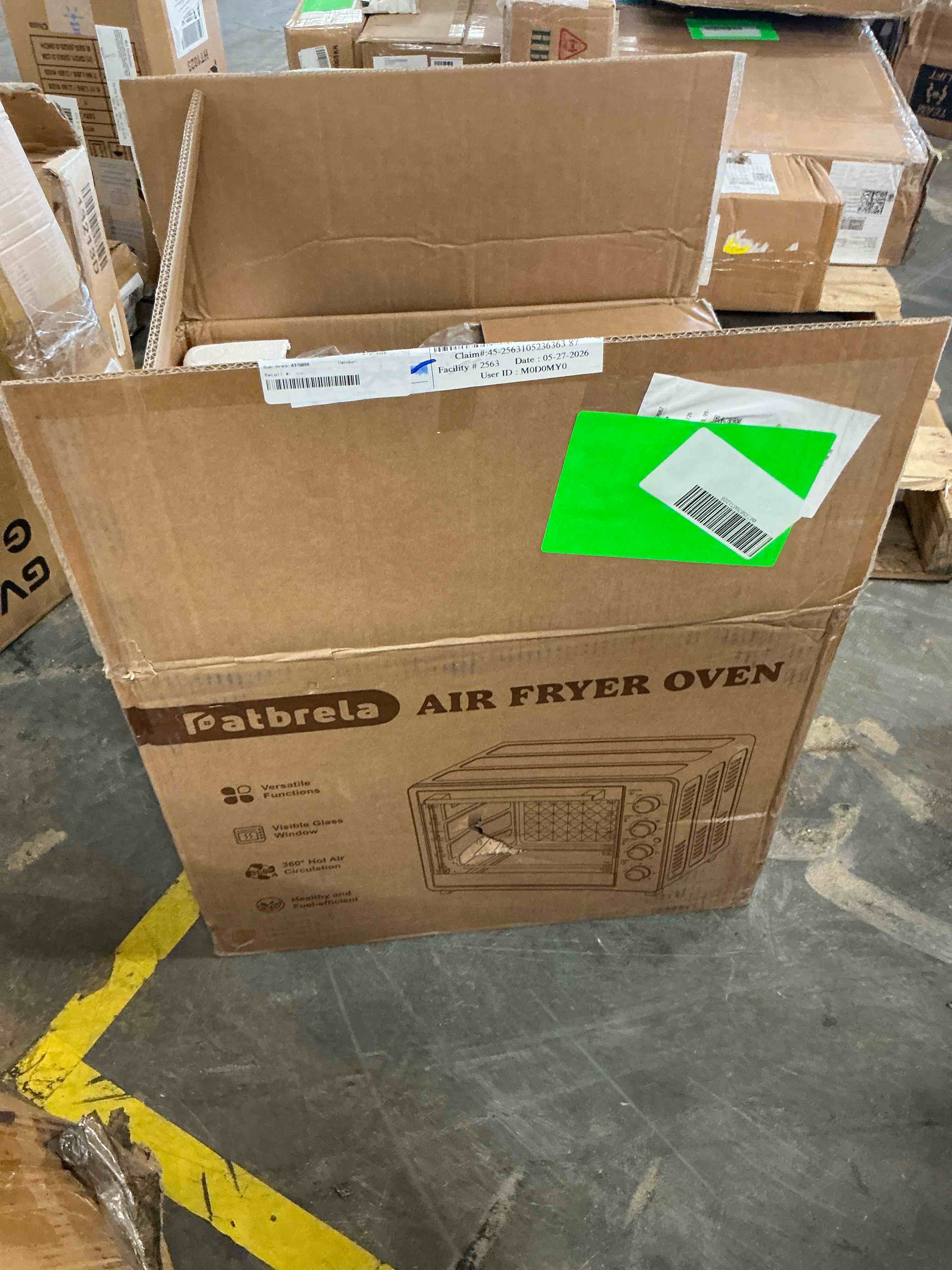 Condition photo showing New/Like New for 34 qt super-large air fryer electric toaster oven countertop pizza warm broil toast bake air fry 1500w 5 functions 85% oil-less