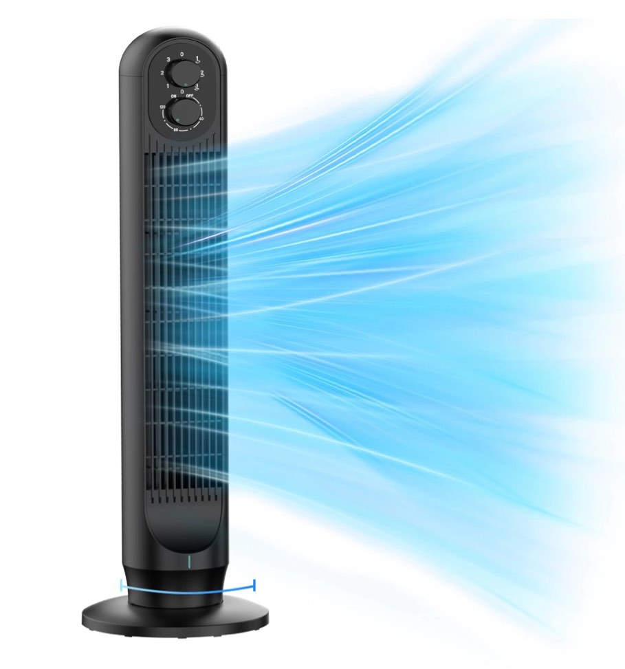 tower fan  31  oscillating standing fan for home  patbrela floor fan with 360° dual knob control  3 speed  timer bladeless fan for bedroom office