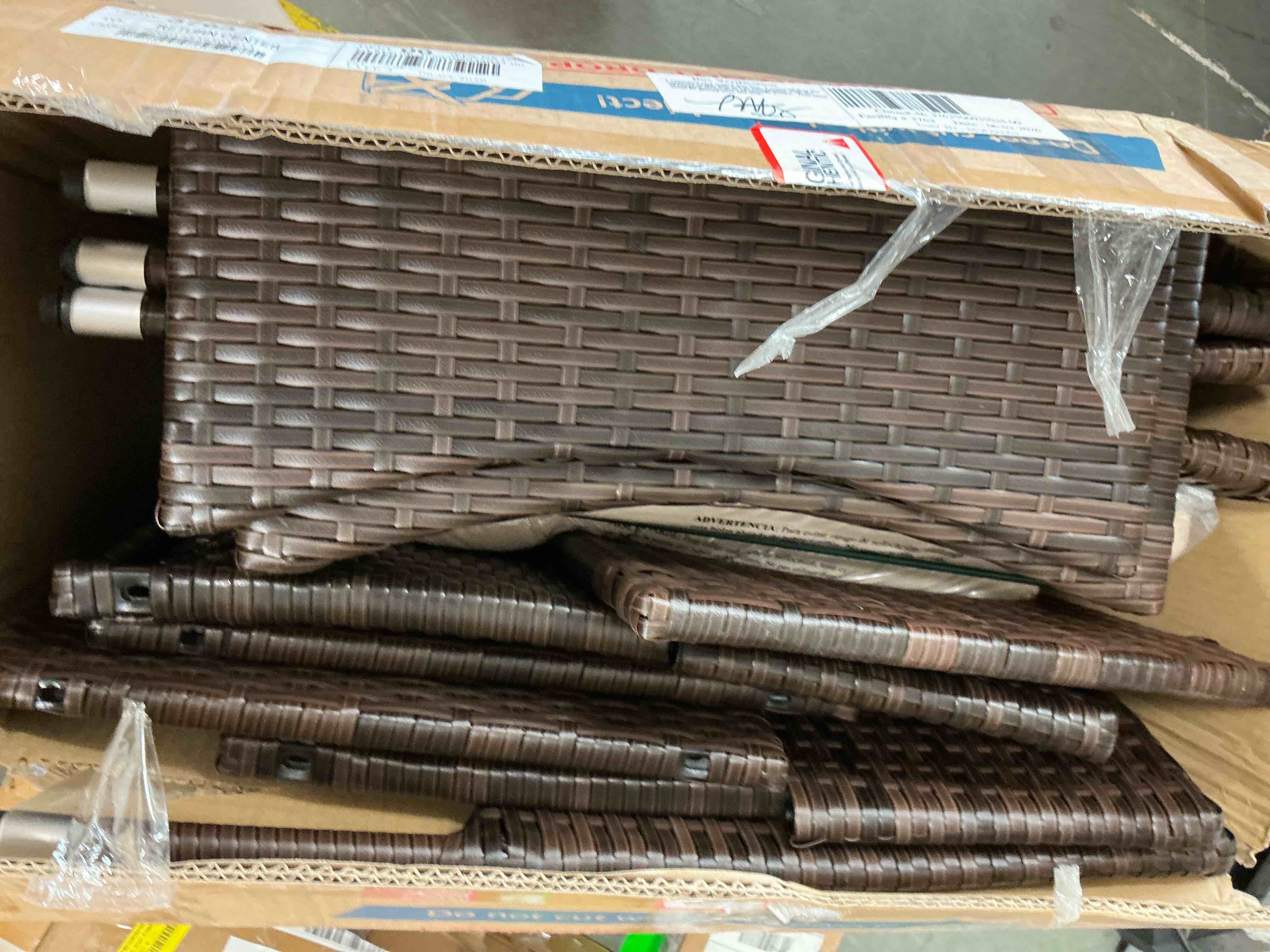 Condition photo showing Good Condition for devoko 3 pieces patio furniture set outdoor conversation set wicker bistro chairs set of 2 with coffee table for porch backyard balcony   brown/beige