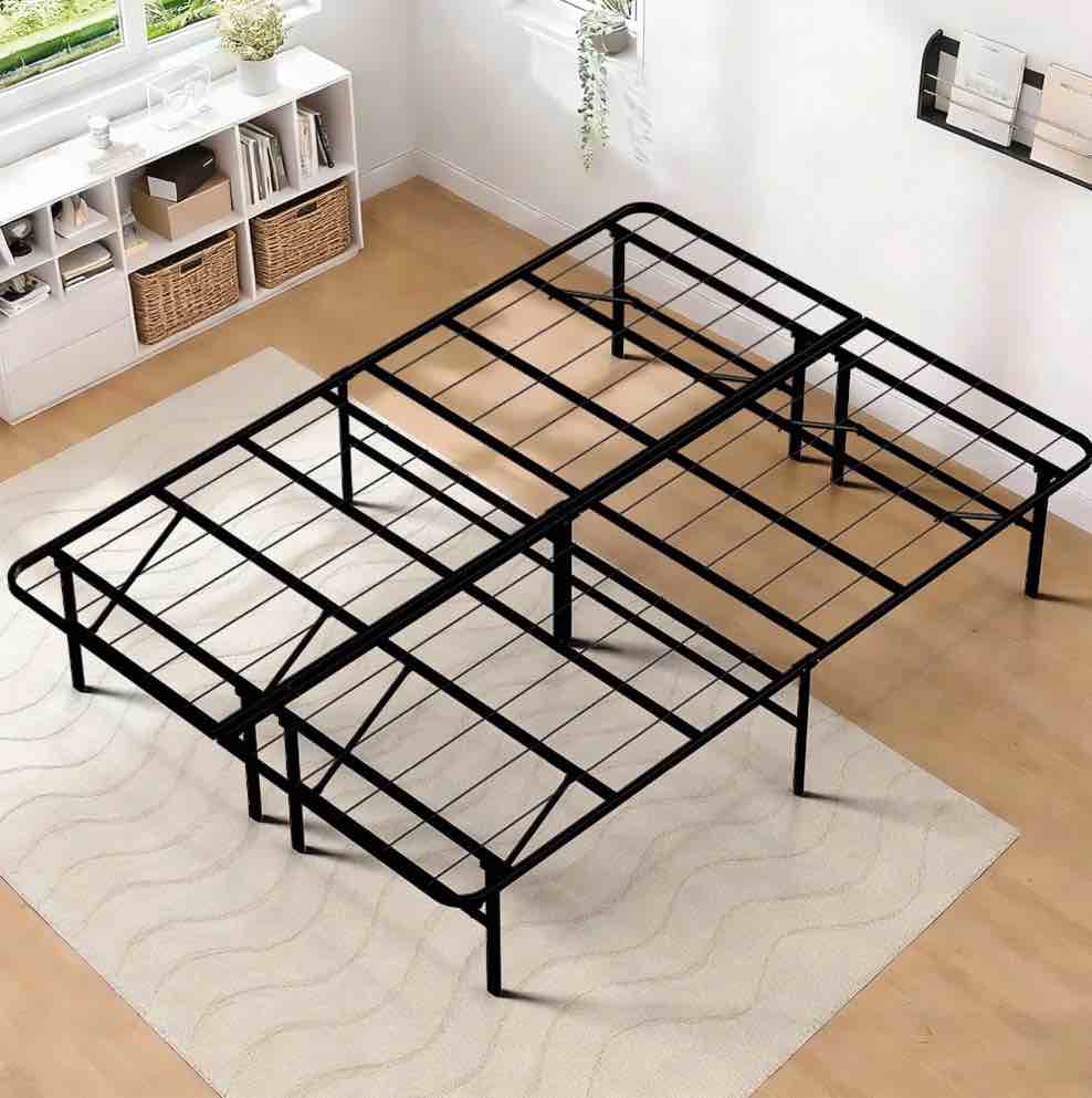 wasuhe 14" height full bed frame, heavy-duty foldable metal bed frame with underbed storage, no box spring needed - quiet & easy to assemble, ideal for bedrooms, apartment & dorm rooms, black
