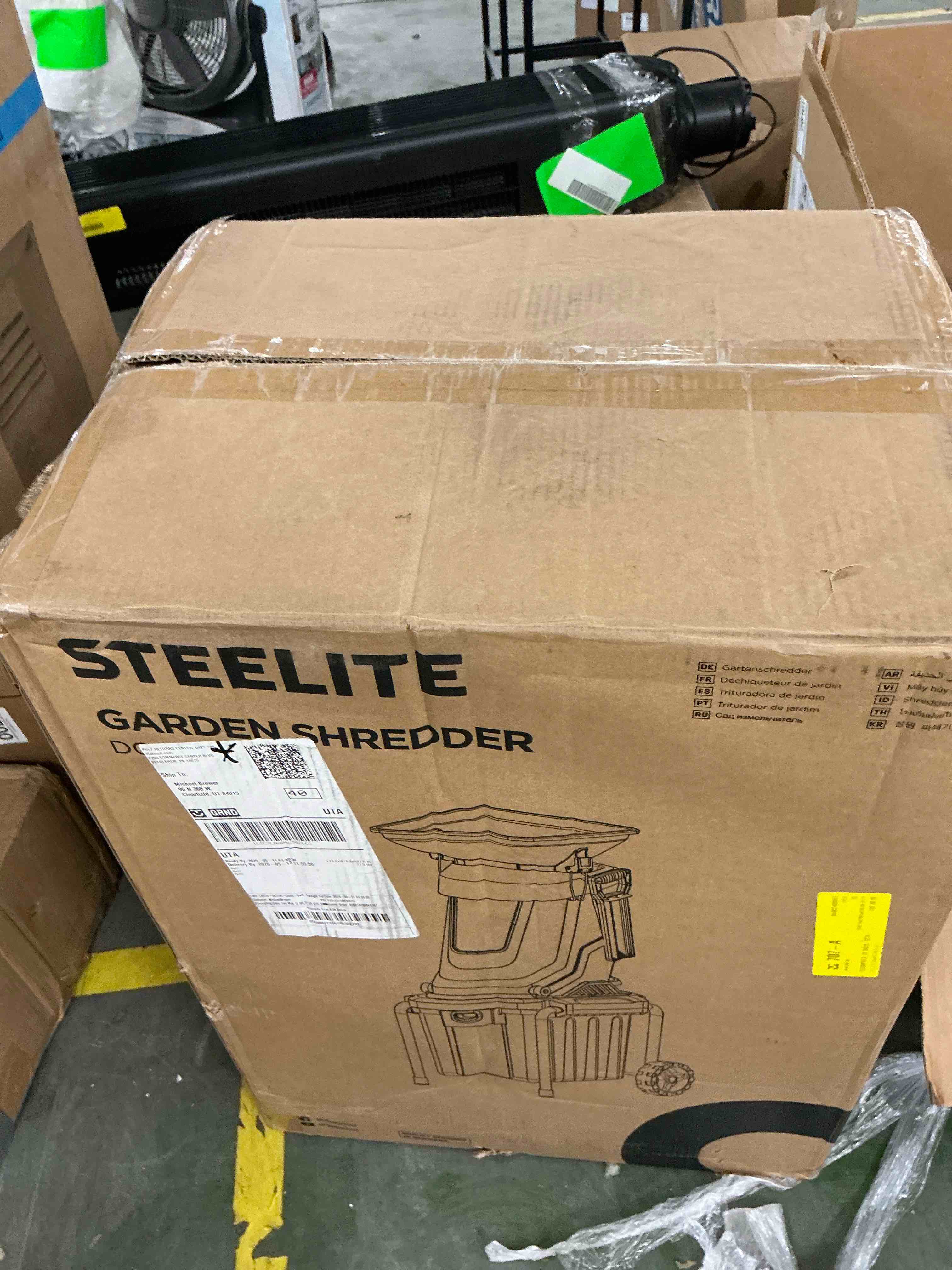 Condition photo showing Good Condition for steelite heavy-duty electric wood chipper shredder,120v 15-amp corded leaf mulcher with 50l collection bin, 1.75 inch cutting diameter,wood chippers, shredders, & mulchers