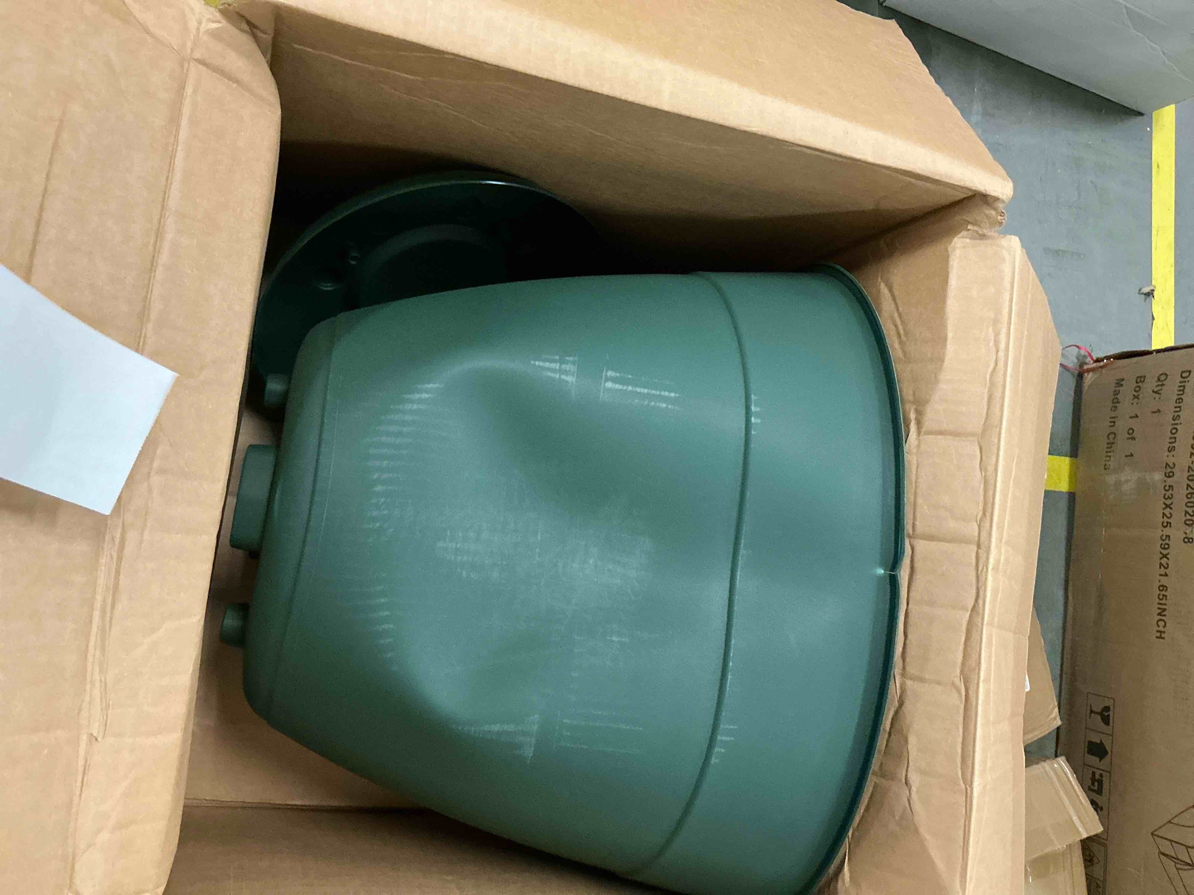 Condition photo showing As Is for bloem dayton 20  plastic planter - 100% recycled plastic indoor/outdoor garden pot with drainage holes & saucer tray  turtle green