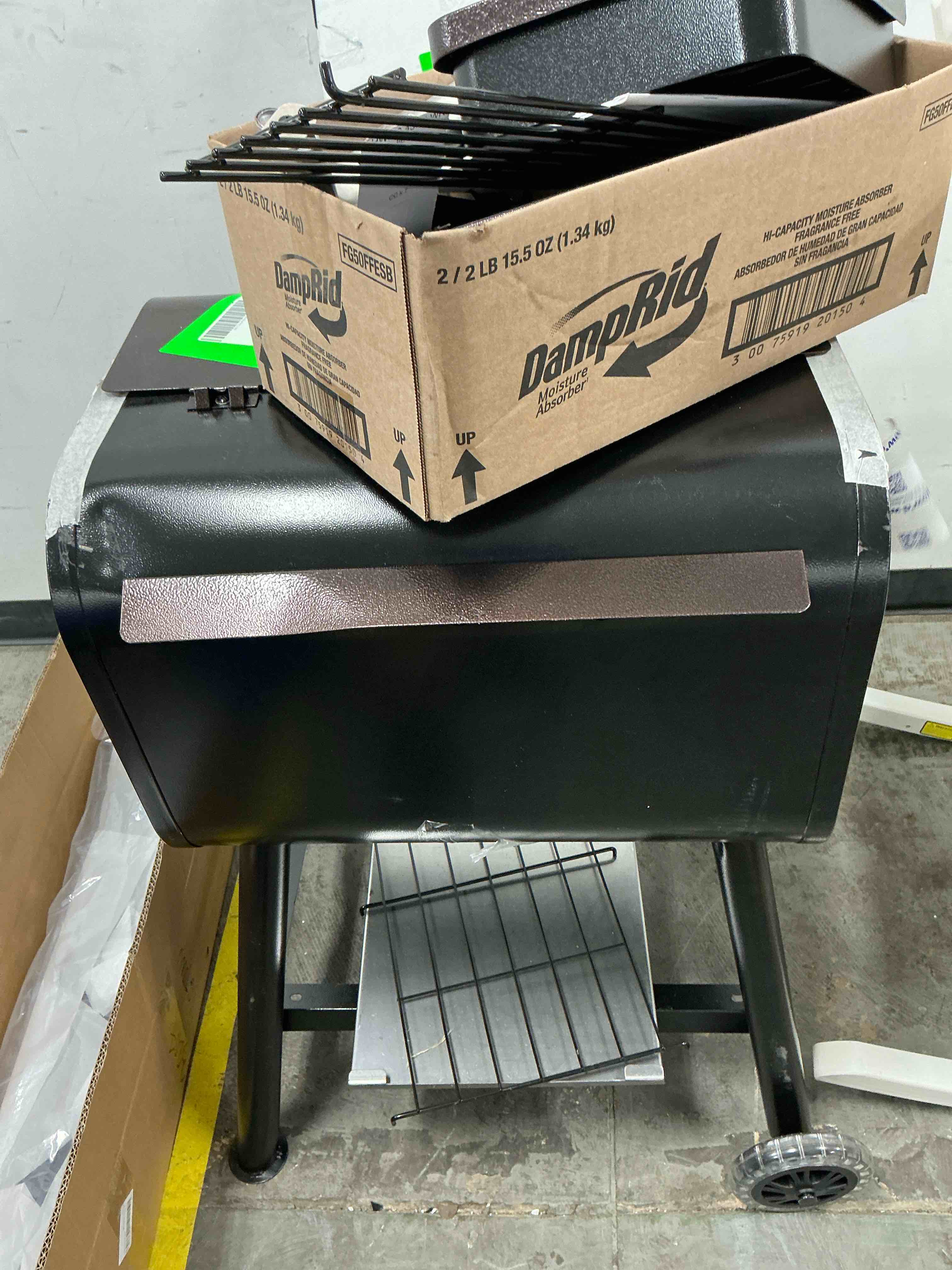 Condition photo showing As Is for kingchii pellet grill smoker with side shelf 456 sq.in grill with pid temperature control for outdoor cooking bbq camping and patio brown