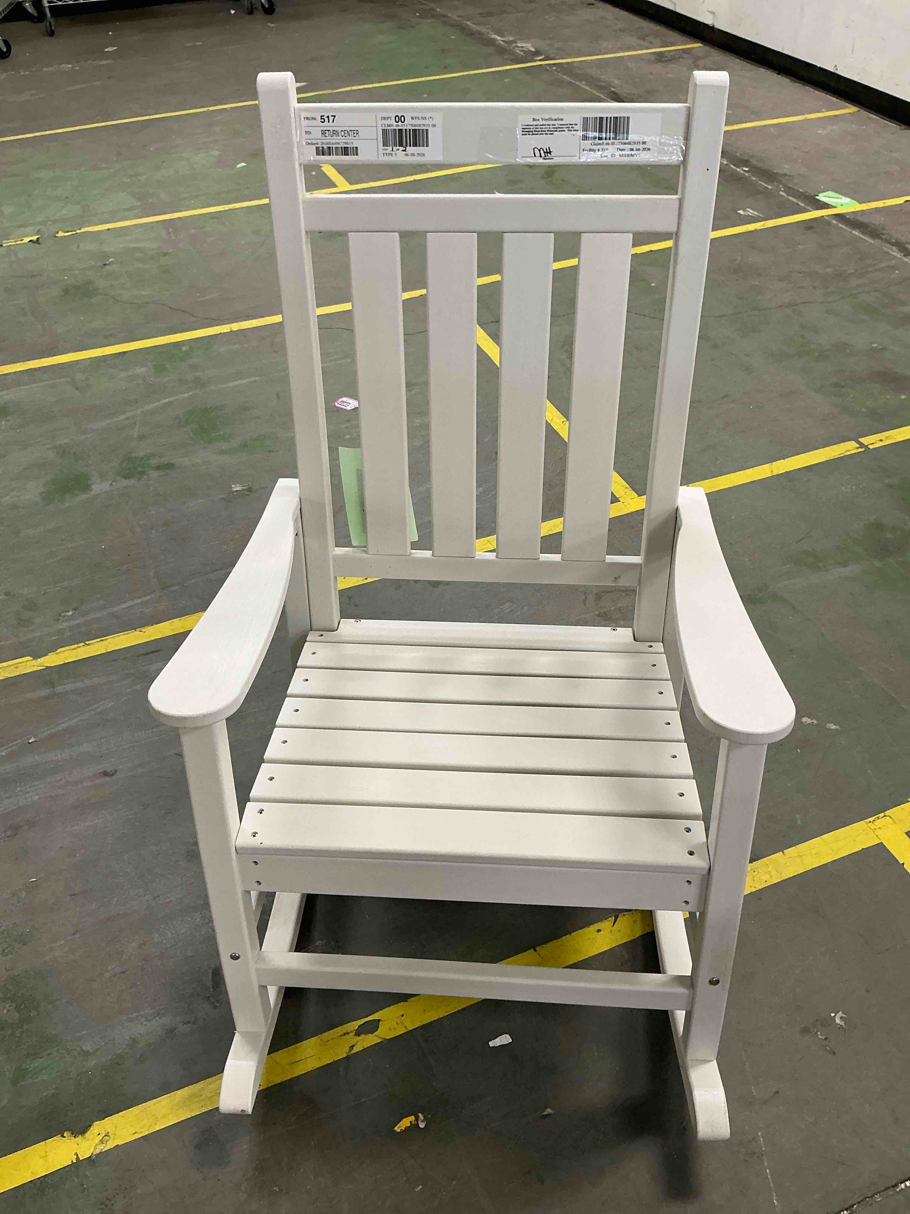Condition photo showing Good Condition for serwall oversized outdoor rocking chair, all-weather hdpe patio rocker with wide armrests for porch, patio & lawn, white