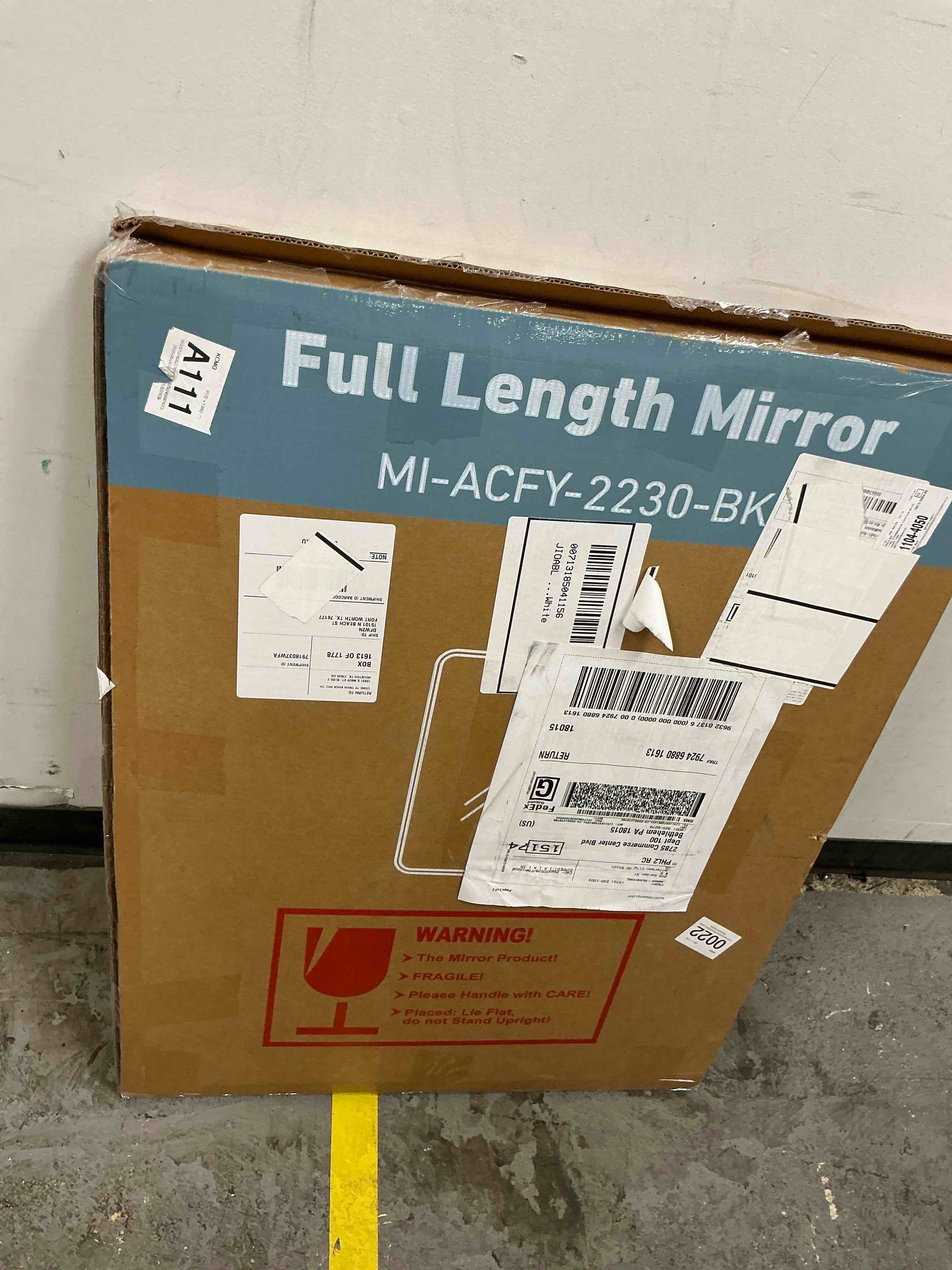 Condition photo showing New/Like New for black metal framed bathroom mirror for wall, 24x36 inch rounded rectangle mirror, matte black bathroom vanity mirror farmhouse, anti-rust, hangs horizontally or vertically