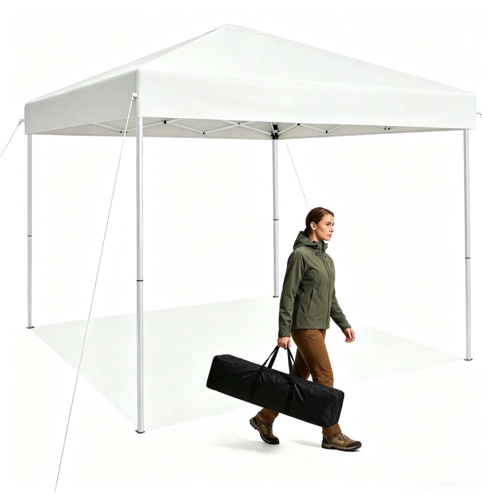 Condition photo showing New/Like New for patbrela 10x10 pop up canopy tent, portable straight leg instant canopy for camping, party, backyard, white