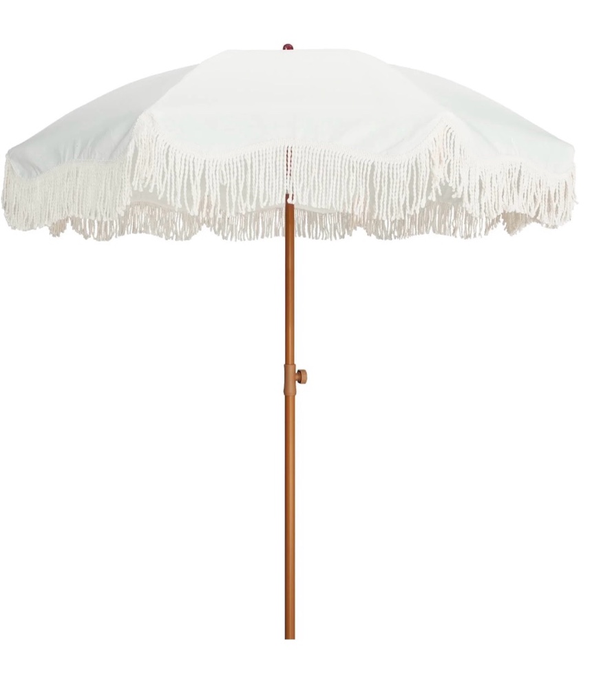 Condition photo showing Good Condition for ammsun 6.5ft patio umbrella upf50+ with boho fringe tassel tilt pole for outdoor picnic,cream white