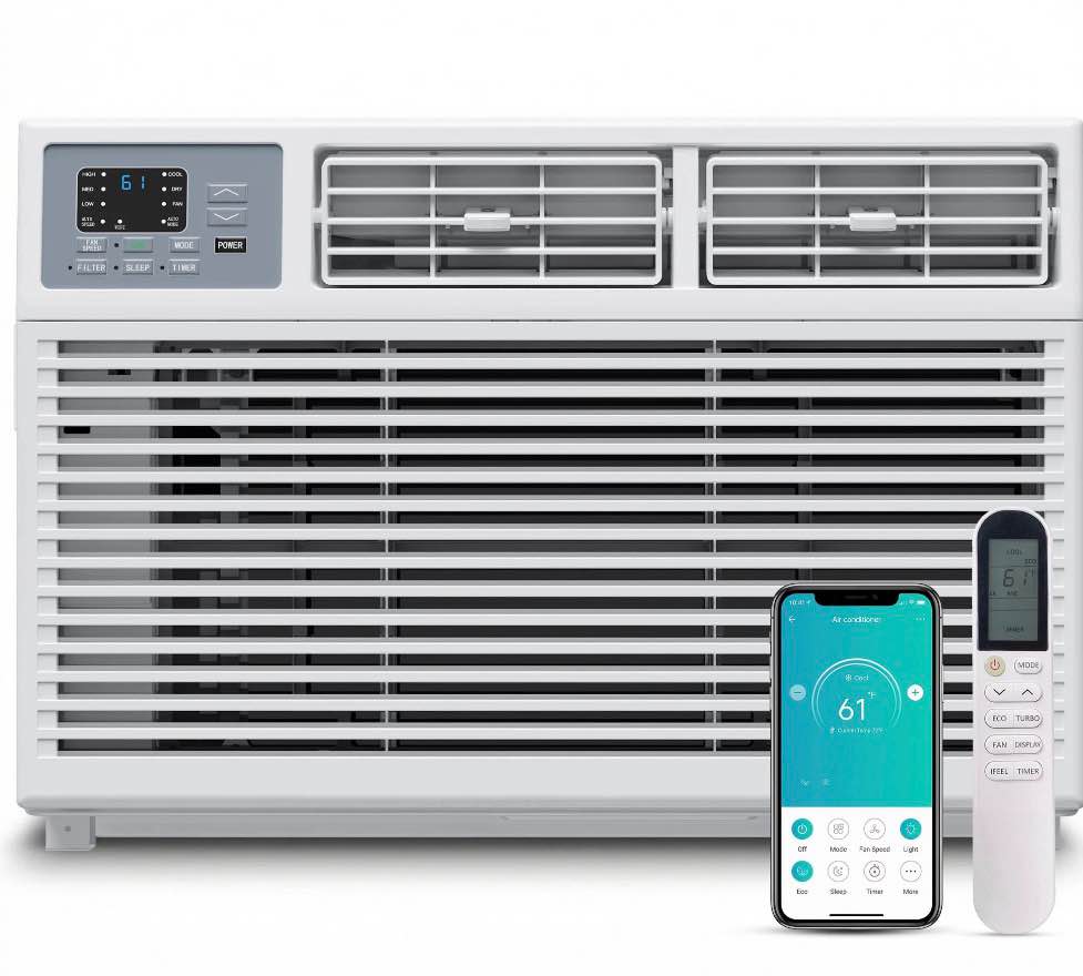 Condition photo showing New/Like New for simzlife 10 000 btu window air conditioner with app  cools up to 450 sq ft  4 cooling modes  remote control  white