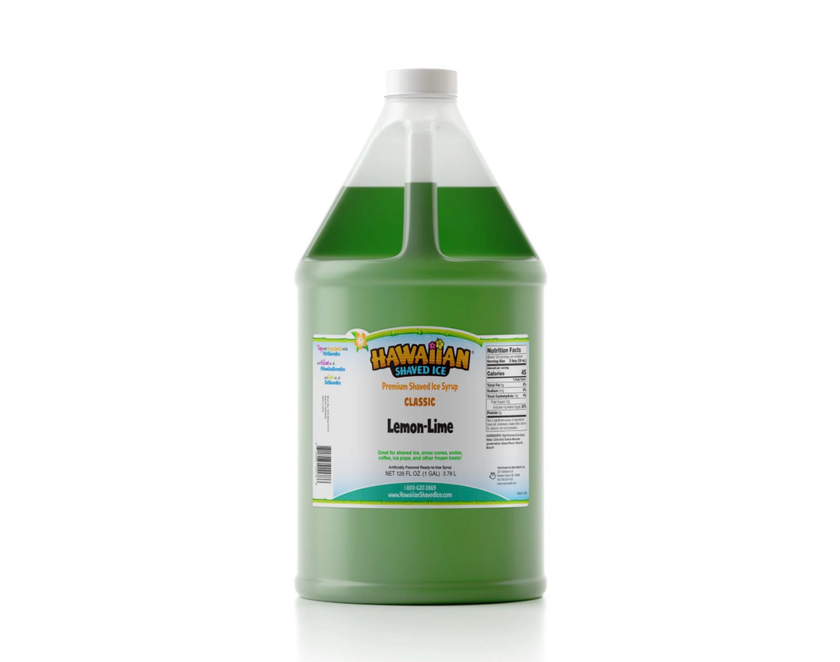 hawaiian shaved ice snow cone syrup - lemon lime flavor (gallon) bb:4/29/2028