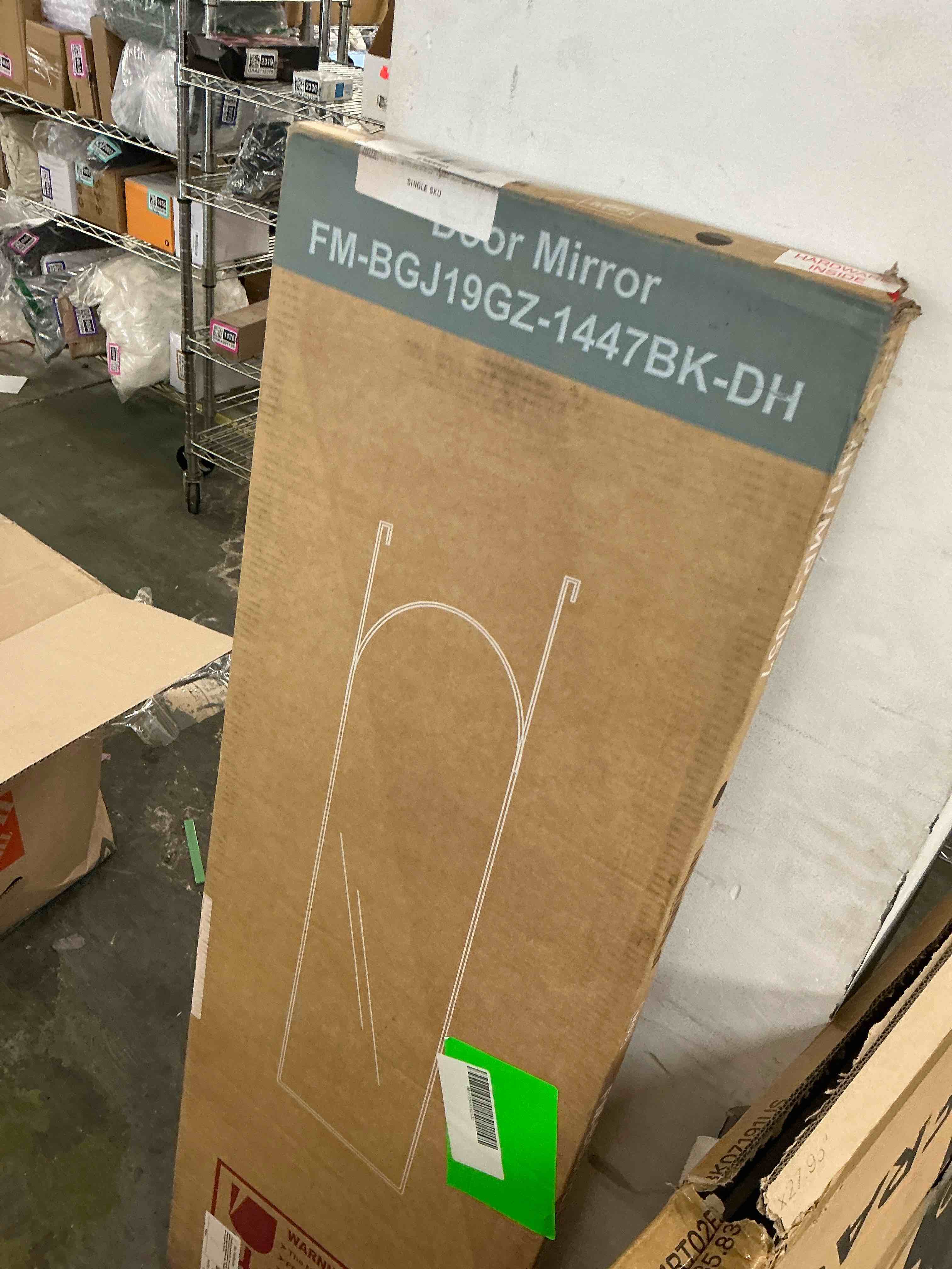 Condition photo showing New/Like New for edx 47  x14   door hanging mirror arched full body length  wall mounted aluminum alloy frame dressing make-up mirror  space-saving for entryway bedroom bathroom living room black