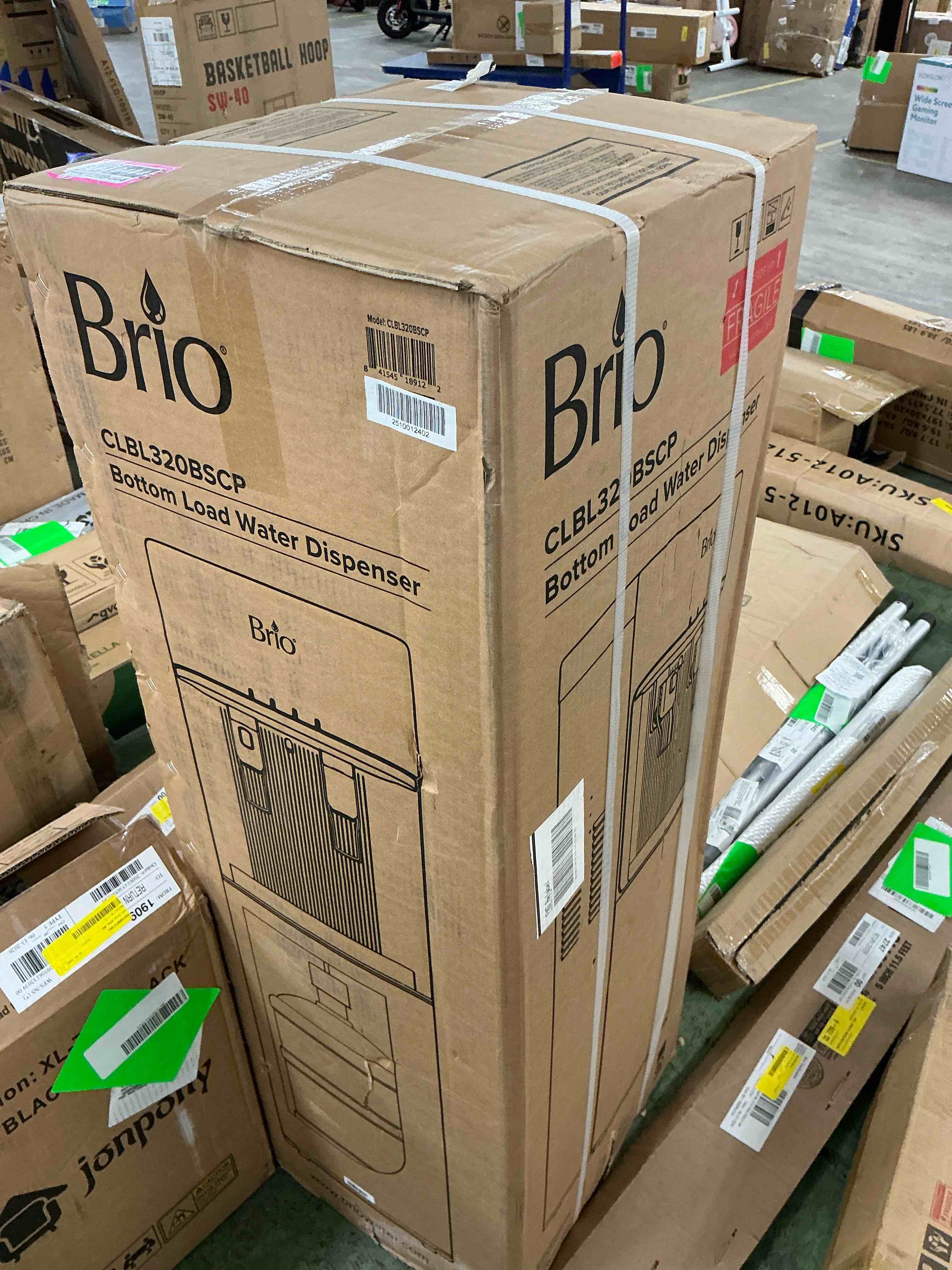 Condition photo showing New/Like New for brio bottom load water cooler no contact dispensing 5 gallon capacity