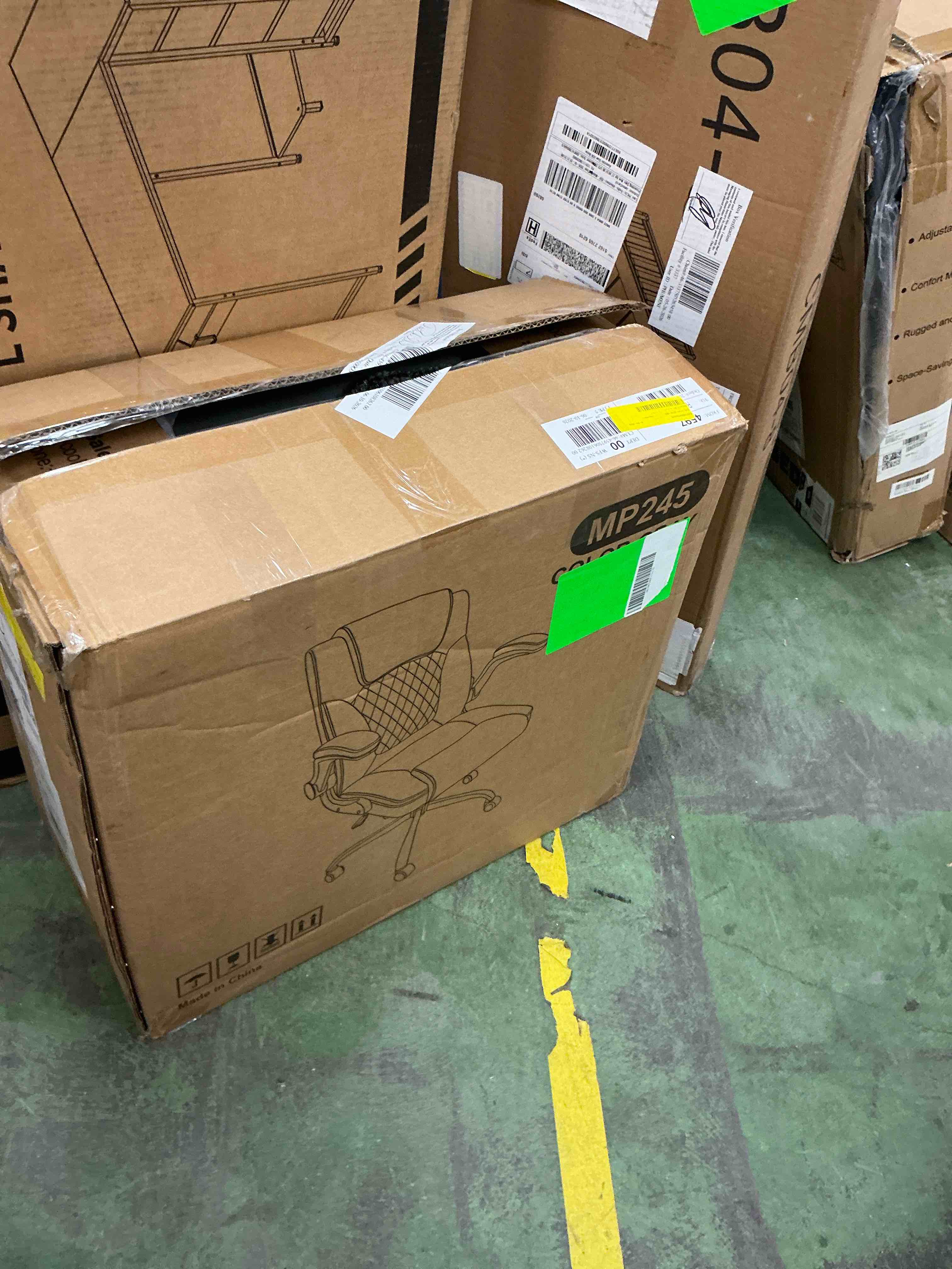 Condition photo showing New/Like New for coolhut pu leather ergonomic office chair, mid back home computer chair with flip-up armrest, adjustable height & back support, 360° swivel gaming cha