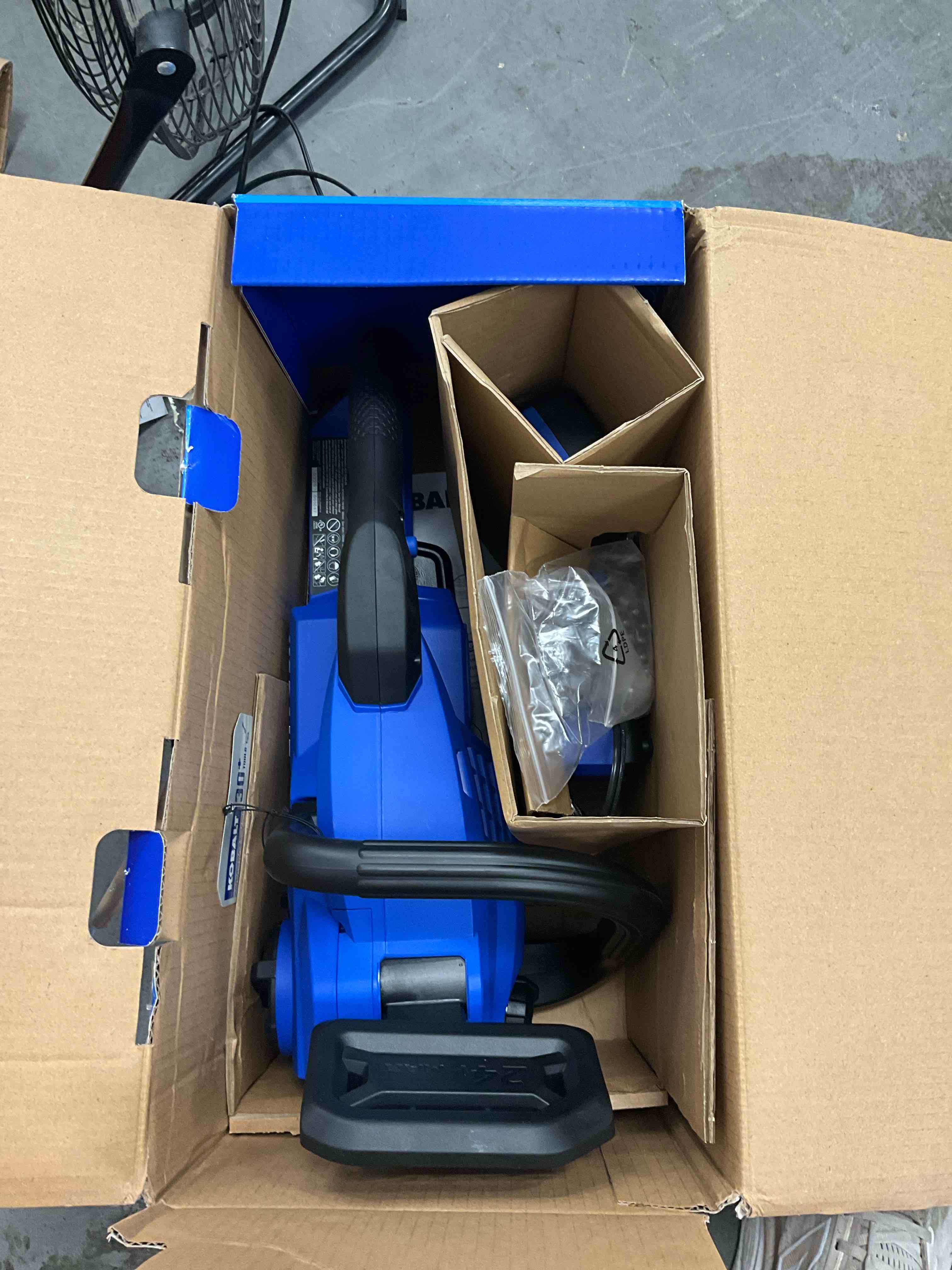 Condition photo showing New/Like New for kobalt 24-volt 12-in battery 4 ah chainsaw battery included charger included