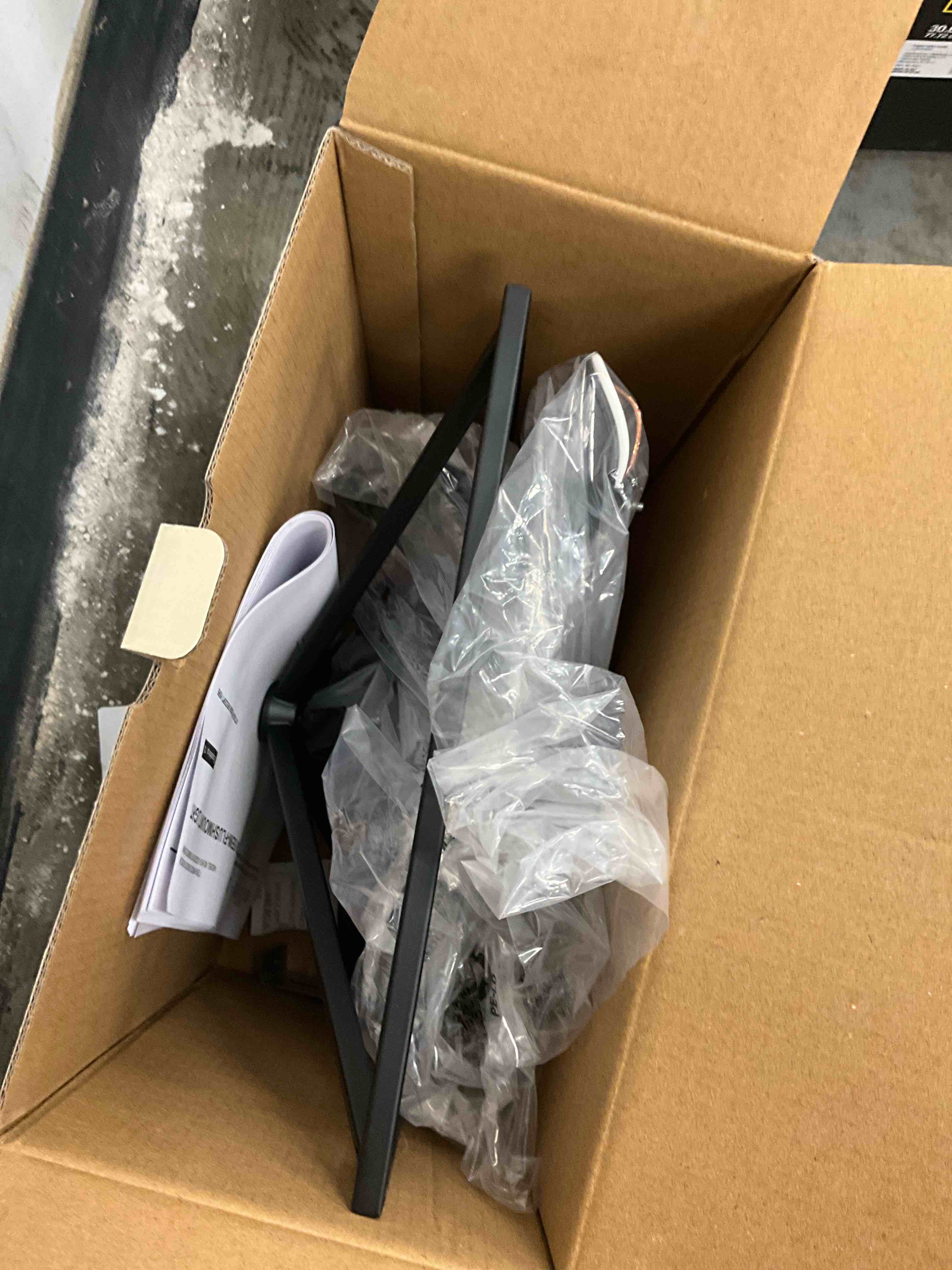 Condition photo showing Good Condition for allen + roth lane 10-in matte black outdoor 3 -light semi-flush mount light