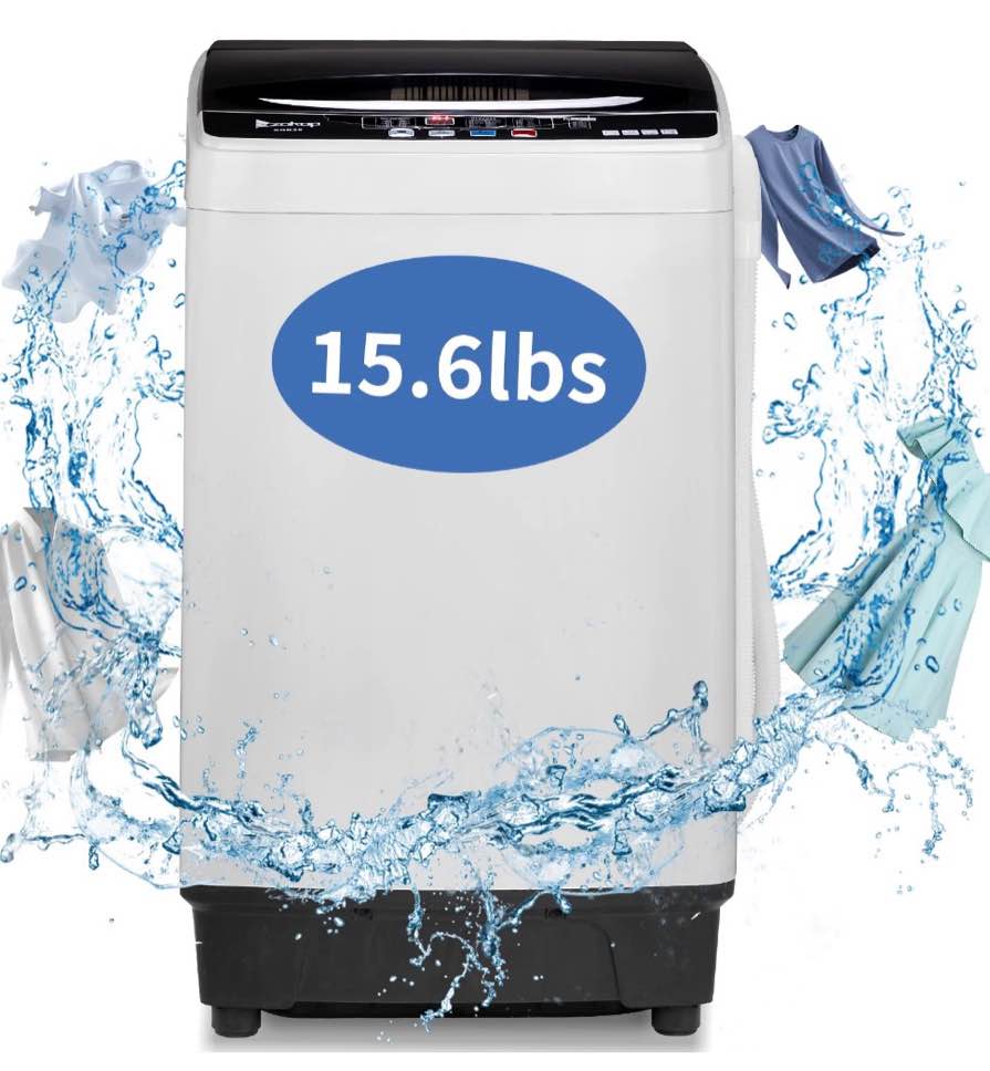 ktaxon full automatic washing machine, 15.6lbs top load portable washer with drain pump, 10 wash programs 8 water level washer and dryer combo, 2 in 1 washer and dryer for apartments, camping