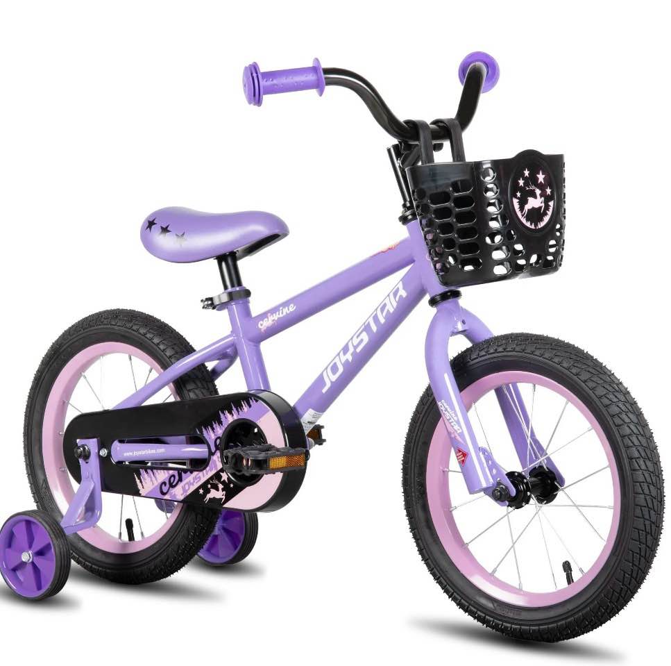 joystar cervine 14 inch kids bike for boys and girls, children bicycle in purple