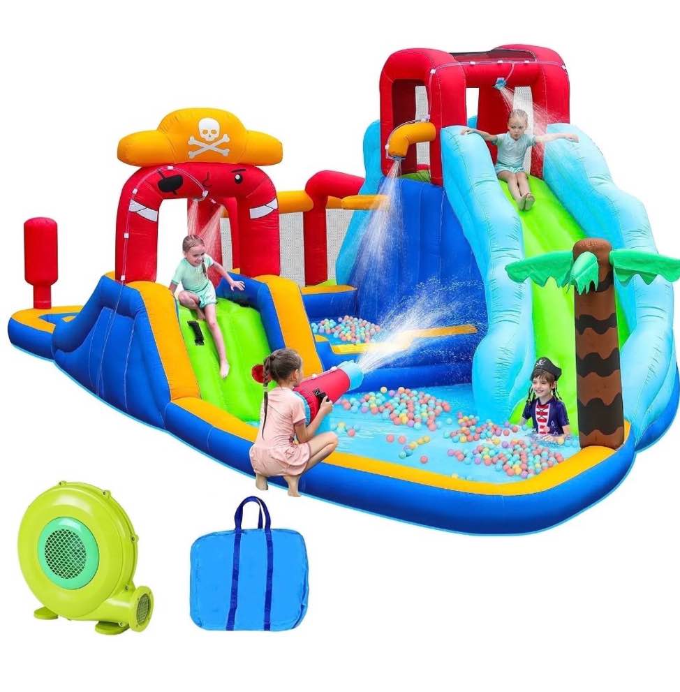 Neche Large 11-in-1 Inflatable Water Slide Bounce House  222 x135 x82   450W Blower  holds up to 5 Kids 3-8  Max Weight 495lbs  Indoor & Outdoor Use