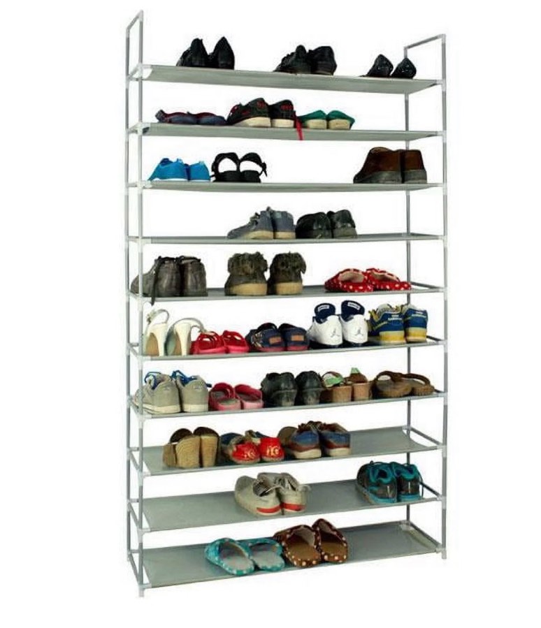 Ktaxon 50 Pairs 10 Tiers Shoe Rack Shoe Shelf Shoes Storage Organizer Space Saving Shoe Tower Shoe Stand  Gray