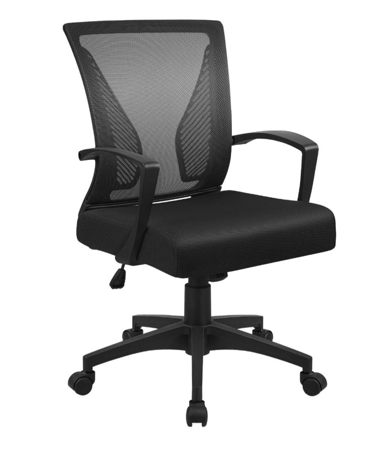 Furmax Office Chair Mid Back Swivel Lumbar Support Desk Chair  Height Adjustable Computer Ergonomic Mesh Chair with Armrest  Black