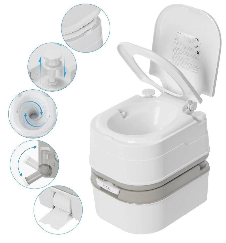 Kohree 6.3 Gal 24L Portable Toilet for Adults Large Camping Toilet with Detachable Waste Tank Porta Potty for RV Travel Camping Indoor & Outdoor