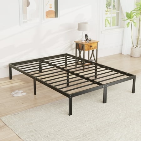 edx queen platform bed frame with ample storage space sturdy steel slat support heavy-duty construction 14-inch height no box spring required