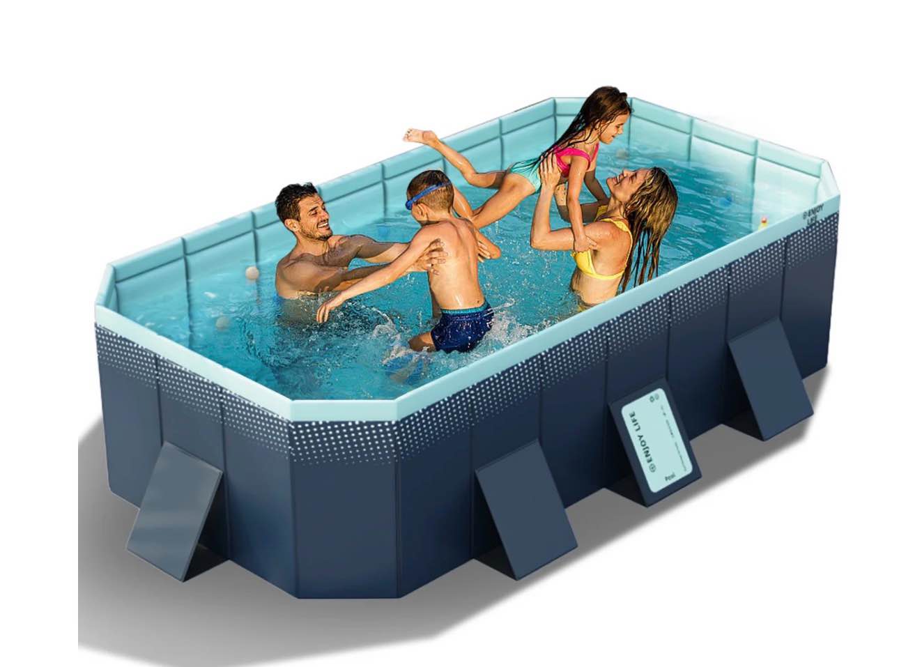 sllingluo outdoor foldable swimming pools non-inflatable hard plastic pool for kids lawn garden backyard dark blue 116n