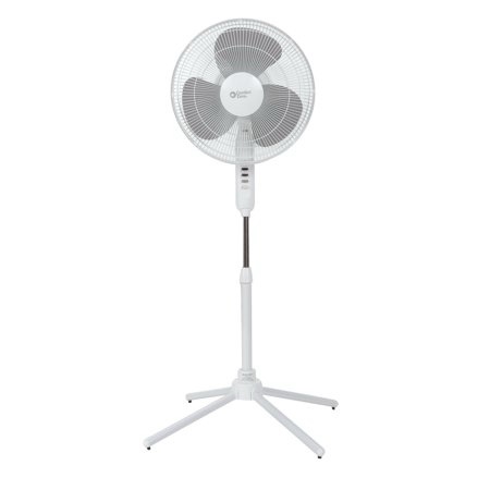 comfort zone 16 in. 3-speed adjustable-height pedestal fan  white