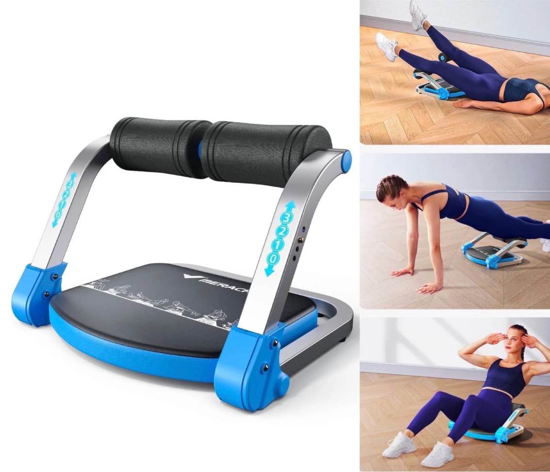 merach ab machine, stomach workout equipment with 3 resistance levels and auto-rebound feature, sit-up equipment supporting up to 330 lbs