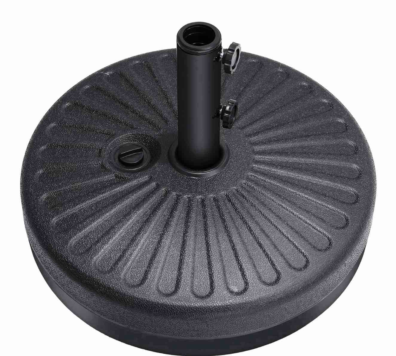 80lbs patio umbrella base, heavy duty base for outdoor market umbrella, fillable weights with high-density hdpe material, black
